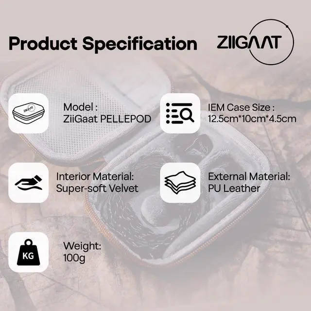 Alt view image 6 of 7 - ZiiGaat PELLEPOD Leather Earbud Case, Waterproof IEM Storage Box, Hard Carrying Bag, Protective Storage Box, Fit for Earphone ZS10 Pro, Zero: 2, EM6L, EW300, SuperMix 4, Orchestra Lite (Brown)