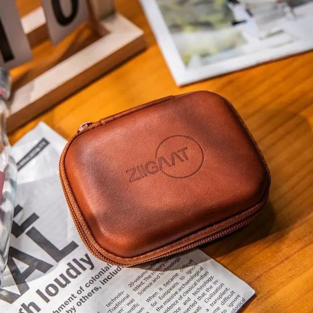 Alt view image 7 of 7 - ZiiGaat PELLEPOD Leather Earbud Case, Waterproof IEM Storage Box, Hard Carrying Bag, Protective Storage Box, Fit for Earphone ZS10 Pro, Zero: 2, EM6L, EW300, SuperMix 4, Orchestra Lite (Brown)