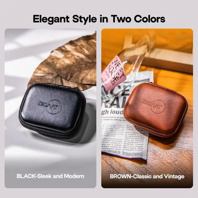 Alt view image 5 of 7 - ZiiGaat PELLEPOD Leather Earbud Case, Waterproof IEM Storage Box, Hard Carrying Bag, Protective Storage Box, Fit for Earphone ZS10 Pro, Zero: 2, EM6L, EW300, SuperMix 4, Orchestra Lite (Brown)