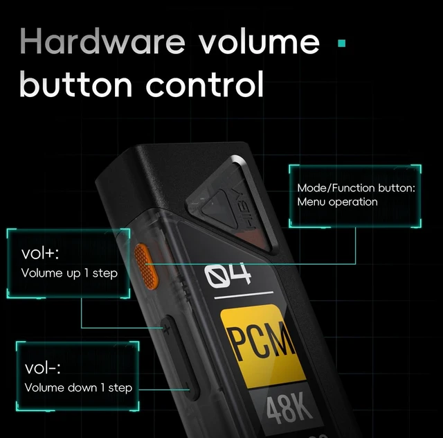 Alt view image 4 of 7 - FC4 USB DAC MQA Dongle 1.1OLED DSD512 PCM 768 EQ&PEQ 3.5mm SE + 4.4mm BAL Headphone Outs Hi-Res Audio Certified Portable DAC Amp