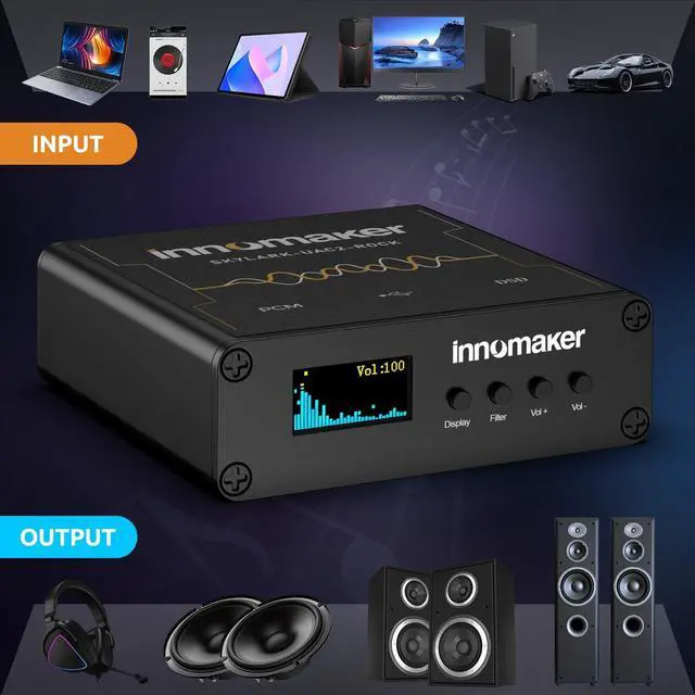 Alt view image 4 of 7 - HiFi USB DAC/Headphone Amplifier 3.5mm/XRL Outputs ES9038Q2M PCM 32Bit/768kHz or DSD256 Audio Spectrum FFT Display Audio Car for PC/Laptops/SBC Not Supported on Mac Os