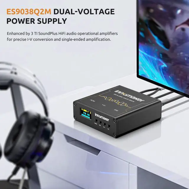 Alt view image 5 of 7 - HiFi USB DAC/Headphone Amplifier 3.5mm/XRL Outputs ES9038Q2M PCM 32Bit/768kHz or DSD256 Audio Spectrum FFT Display Audio Car for PC/Laptops/SBC Not Supported on Mac Os