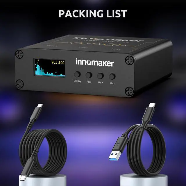Alt view image 7 of 7 - HiFi USB DAC/Headphone Amplifier 3.5mm/XRL Outputs ES9038Q2M PCM 32Bit/768kHz or DSD256 Audio Spectrum FFT Display Audio Car for PC/Laptops/SBC Not Supported on Mac Os