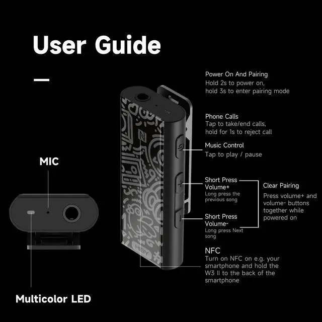 Alt view image 6 of 7 - W3 II Headphone Amp Bluetooth 5.2 Receiver USB DAC for Car Audio/Smartphone/PC/Laptop