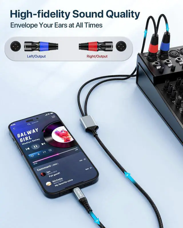 Alt view image 3 of 7 - USB C to Dual XLR Male Audio Cable, 32Bit/384Khz Male XLR to USB C Cable Output Stereo Cord, Type USB to Cable Adapter for Speaker Power Amplifier, Mixer Console (1M/ 3.3FT)