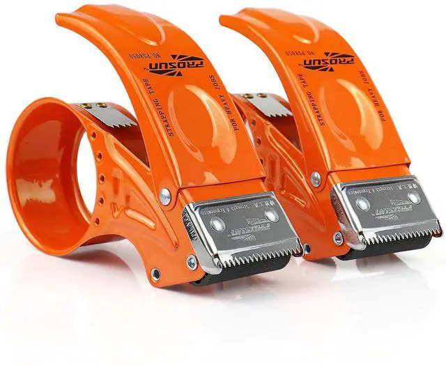 Main image of Metal Packing Tape Dispenser, 2inch Heavy Duty Handheld Heavy Tape Dispenser, 2Pcs, Orange