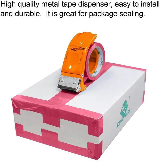 Alt view image 7 of 7 - Metal Packing Tape Dispenser, 2inch Heavy Duty Handheld Heavy Duty Tape Holder, 2Pcs, Orange + Blue