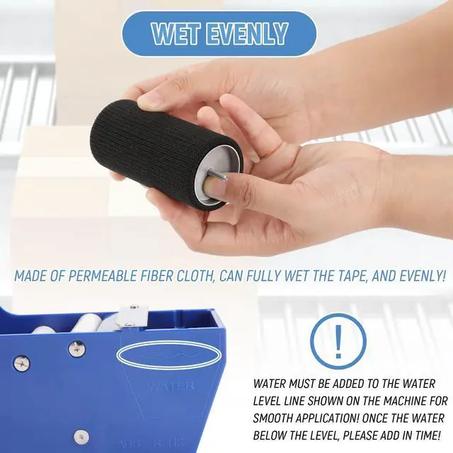 Alt view image 6 of 7 - Water-Activated Tape Dispenser, Manual Kraft Gum Tape Dispenser, Width Adjustable 1.18-3.15", Light Weight & Portable Packing Tape Dispenser Set, Blue