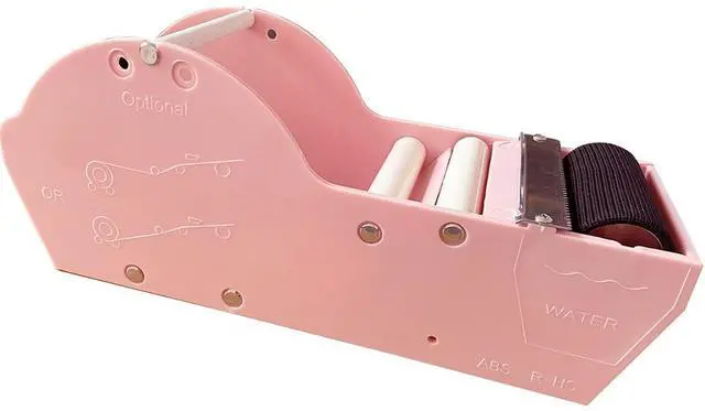 Alt view image 3 of 5 - Water Activated Gummed Kraft Paper Tape Packaging Dispenser 3 Inch for Shipping, Carton and Box Sealing, Pink