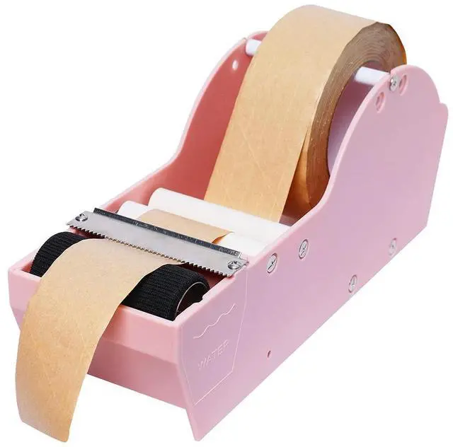 Alt view image 4 of 5 - Water Activated Gummed Kraft Paper Tape Packaging Dispenser 3 Inch for Shipping, Carton and Box Sealing, Pink