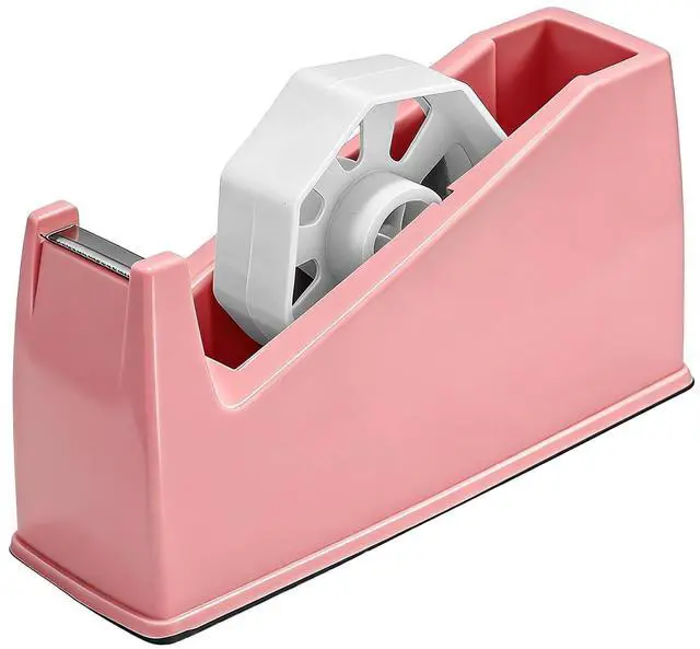 Main image of Dual-Core Heavy Duty Tape Dispenser for 1" and 3" Rolls, 2-in-1 Multi-Purpose Adhesive Tape Cutter with Weighted Non-Skid Base for One-Hand Dispensing, Office Shipping Packaging Desk Supplies - Pink