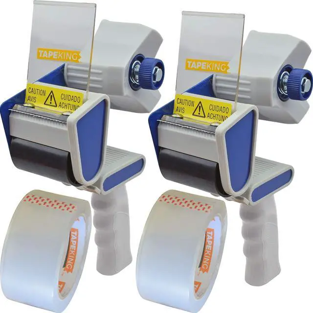 Main image of Packing Tape Dispenser Gun - Handheld Tape Gun with 2 Bonus Clear Packaging Tape (2 Inch Wide) - Shipping Tape for Sealing, Storing, and Moving Boxes, 2 Pack