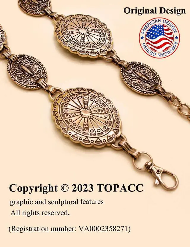 Alt view image 2 of 7 - Gold Western Belts for Woman Metal Concho Chain Belt Adjustable Cowgirl Belt for Dresses Jeans Boho Country Concert Outfit