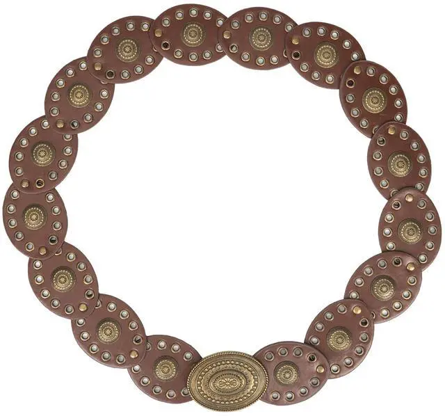 Alt view image 2 of 6 - Womens Wide Western Cowboy Disc Belt Vintage Cowgirl Concho Leather Belts Boho Style for Jeans Dress Skirt