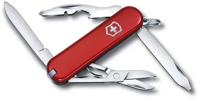 Main image of Rambler Swiss Army Knife, Compact, 10 Functions, Swiss Made Pocket Knife with Magnetic Phillips Screwdriver, Scissors and Tweezers - Red