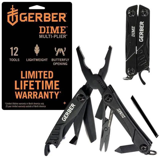 Main image of Gear Dime 12-in-1 Mini EDC Multitool - Needle Nose Pliers, Pocket Knife, Keychain, Bottle Opener - Gifts for Men, EDC Gear and Equipment - Black