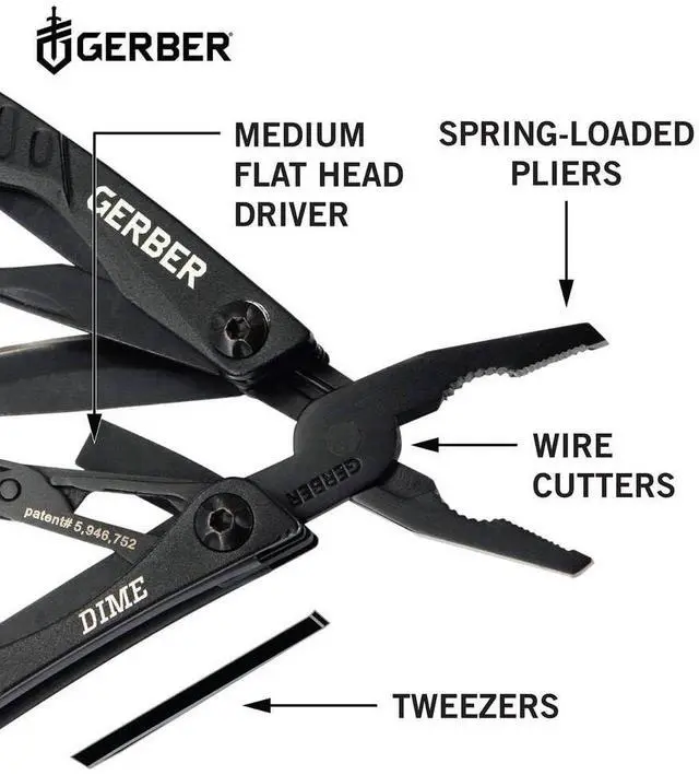Alt view image 4 of 6 - Gear Dime 12-in-1 Mini EDC Multitool - Needle Nose Pliers, Pocket Knife, Keychain, Bottle Opener - Gifts for Men, EDC Gear and Equipment - Black