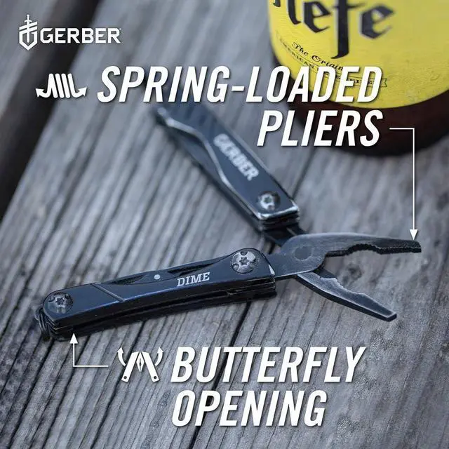 Alt view image 6 of 6 - Gear Dime 12-in-1 Mini EDC Multitool - Needle Nose Pliers, Pocket Knife, Keychain, Bottle Opener - Gifts for Men, EDC Gear and Equipment - Black