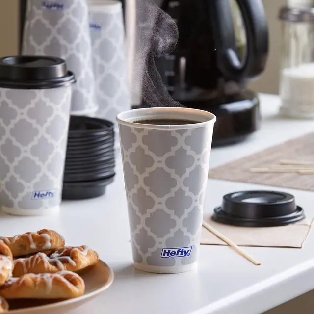 Alt view image 4 of 7 - Disposable Hot Cups with Lids, Insulated Paper Coffee Cups for Tea, Cocoa and Hot Beverages, Leak Resistant Single Use Drink Cups, 16 Ounce, 20 Count