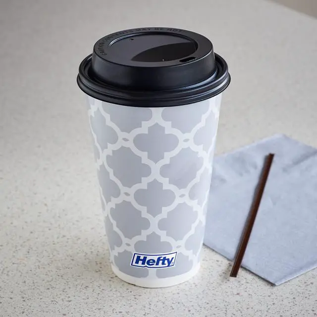 Alt view image 6 of 7 - Disposable Hot Cups with Lids, Insulated Paper Coffee Cups for Tea, Cocoa and Hot Beverages, Leak Resistant Single Use Drink Cups, 16 Ounce, 20 Count