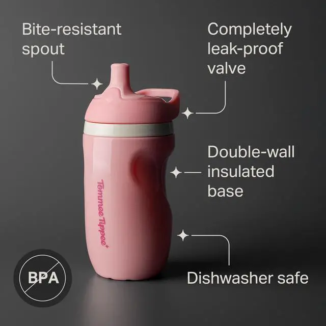 Alt view image 3 of 6 - Insulated 9oz Sporty Spout Toddler Water Bottle, No Spill, Sippy Cups for Toddlers 1-3, Two-Piece Valve Helps Stop Spills, Light Blue & Orange, BPA Free, Pack of 2
