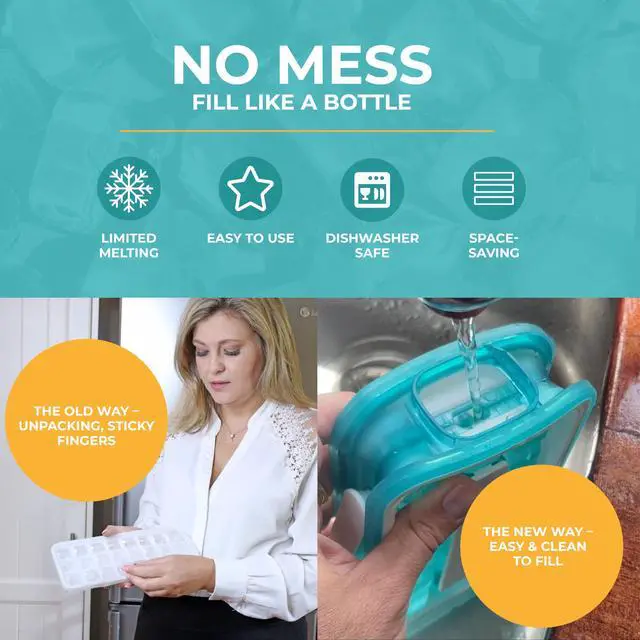 Alt view image 3 of 6 - POP 2.0 2024: Make And Serve Ice Without Ever Touching The Ice | The Sanitary Silicone Ice Cube Tray for Freezer | Patented Ice Trays for Freezer | This Ice Cube Maker Makes 18 Cubes