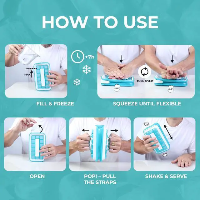 Alt view image 6 of 6 - POP 2.0 2024: Make And Serve Ice Without Ever Touching The Ice | The Sanitary Silicone Ice Cube Tray for Freezer | Patented Ice Trays for Freezer | This Ice Cube Maker Makes 18 Cubes