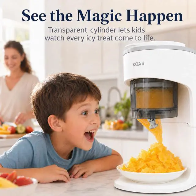 Alt view image 4 of 7 - Snow Cone Machine, Electric Shaved Ice Maker with 5 Reusable Ice Mold Cups, Countertop Ice Shaver Machine for Kids & Family, Adjustable Texture for Slushies, Frozen Drinks & Parties