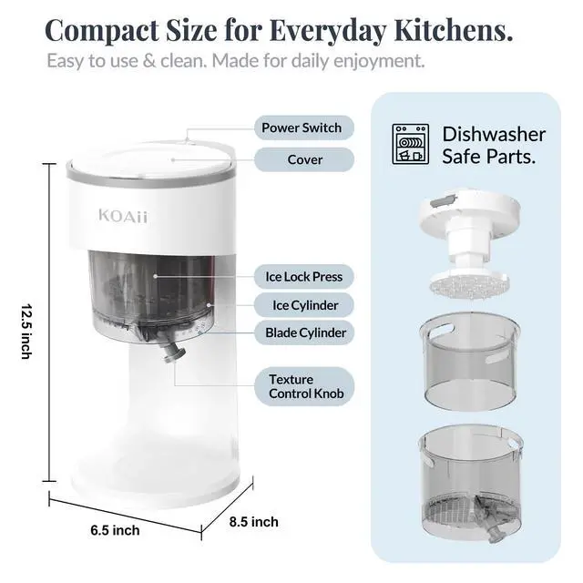 Alt view image 6 of 7 - Snow Cone Machine, Electric Shaved Ice Maker with 5 Reusable Ice Mold Cups, Countertop Ice Shaver Machine for Kids & Family, Adjustable Texture for Slushies, Frozen Drinks & Parties