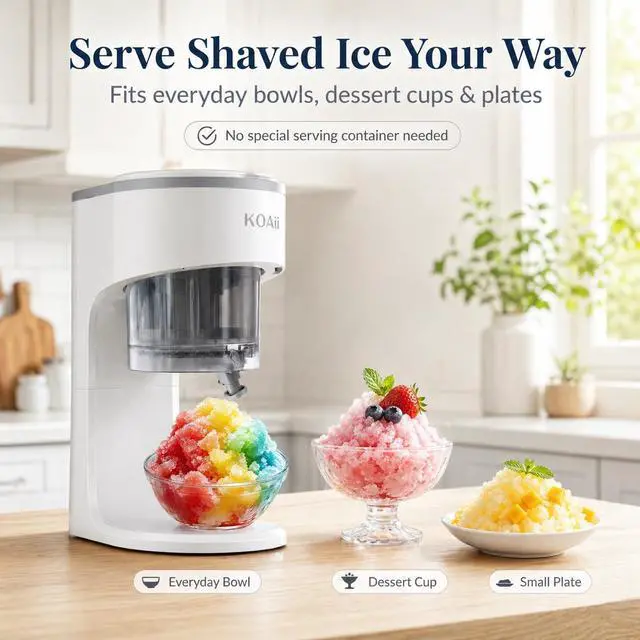 Alt view image 7 of 7 - Snow Cone Machine, Electric Shaved Ice Maker with 5 Reusable Ice Mold Cups, Countertop Ice Shaver Machine for Kids & Family, Adjustable Texture for Slushies, Frozen Drinks & Parties