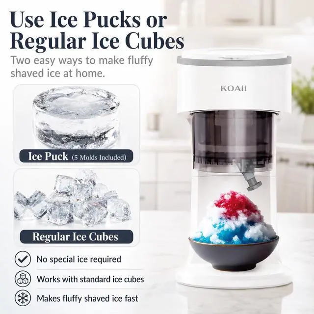 Alt view image 5 of 7 - Snow Cone Machine, Electric Shaved Ice Maker with 5 Reusable Ice Mold Cups, Countertop Ice Shaver Machine for Kids & Family, Adjustable Texture for Slushies, Frozen Drinks & Parties