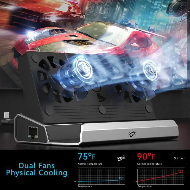 Alt view image 6 of 7 - 13-in-1 Dual Fan Steam Deck Dock for Valve Steam Deck & OLED/Switch & 2/Asus ROG Ally & X/Lenovo Legion Go & S & 2/MSI Claw,Nintendo Switch 2 Dock,Steam Deck Accessories,Switch 2 Docking Station