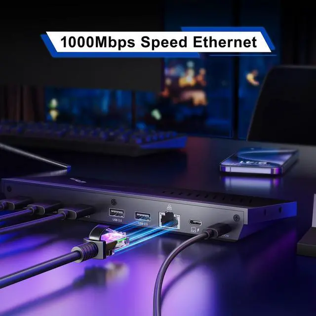 Alt view image 4 of 7 - 14 in 1 Docking Station Triple Display, HDMI x3, USB x6, RJ45, SD/TF, 100W PD, Audio/Mic, Support Single/Dual 4K@60Hz, Triple 4K@30Hz, Compatible with Windows SST/MST, Plug & Play