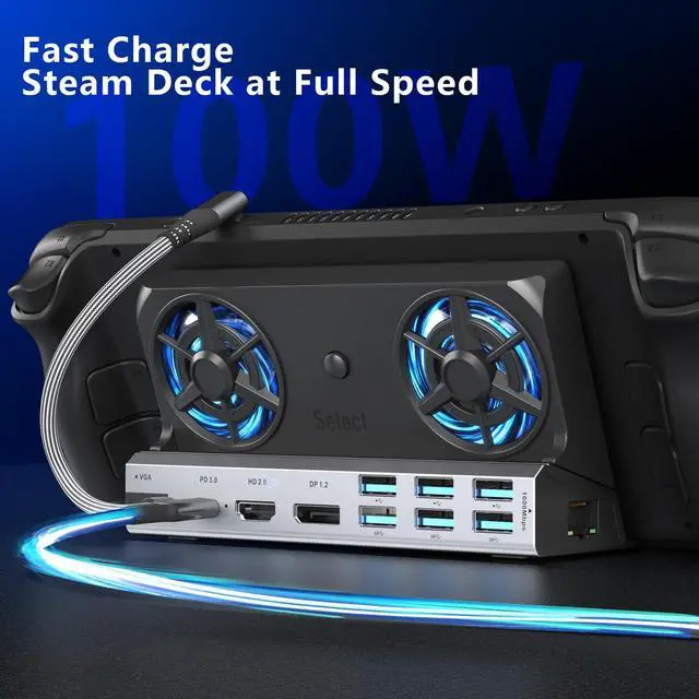 Alt view image 5 of 7 - Dual Fan Steam Deck Dock for Valve Steam Deck & OLED/Switch & 2/Asus ROG Ally & X/Lenovo Legion Go & S & 2/MSI Claw,Switch 2 Dock,Steam Deck Accessories,Light Black