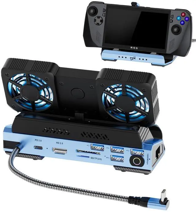 Main image of Detachable Dual Cooling Fans 15 in 1 Steam Deck Docking Station with 4K@60Hz 4 USB Ports,1000Mbps,SD/TF Slot,USB-C 100W PD,HD2.0 40Gbps Adapter for Steam Deck/Rog Ally/Switch/Legion Go