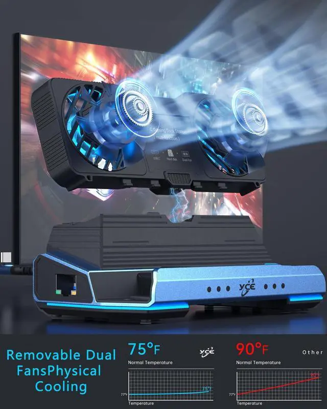 Alt view image 3 of 7 - Detachable Dual Cooling Fans 15 in 1 Steam Deck Docking Station with 4K@60Hz 4 USB Ports,1000Mbps,SD/TF Slot,USB-C 100W PD,HD2.0 40Gbps Adapter for Steam Deck/Rog Ally/Switch/Legion Go