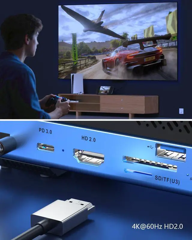 Alt view image 6 of 7 - Detachable Dual Cooling Fans 15 in 1 Steam Deck Docking Station with 4K@60Hz 4 USB Ports,1000Mbps,SD/TF Slot,USB-C 100W PD,HD2.0 40Gbps Adapter for Steam Deck/Rog Ally/Switch/Legion Go