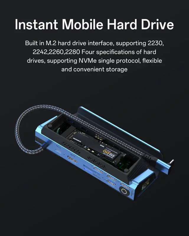 Alt view image 4 of 7 - Detachable Dual Cooling Fans 16 in 1 Steam Deck Docking Station with 4K@60Hz 4 USB Ports,1000Mbps,SD/TF Slot,USB-C 100W PD,HDMI,M.2 NVMe Enclosure, 40Gbps Adapter for Steam Deck/Rog Ally/Legion Go