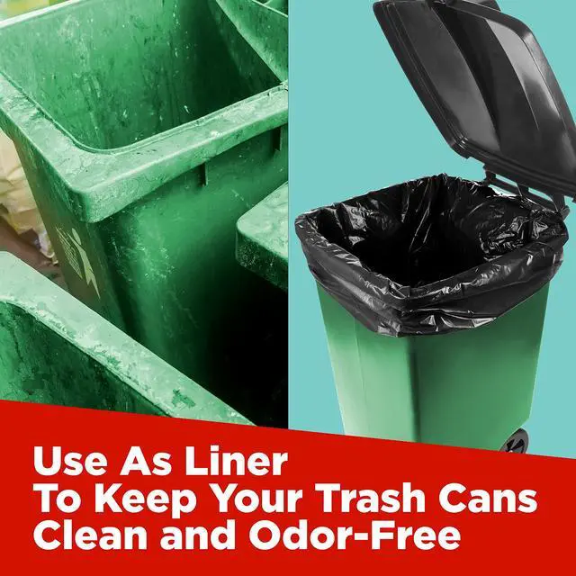 Alt view image 5 of 7 - 65 Gallon Commercial Trash Bags, 50x60 Large Black Outdoor Garbage Bags, Heavy Duty (50 Count) For Custodians, Landscapers, Contractors, and Toter Liner, Made In USA