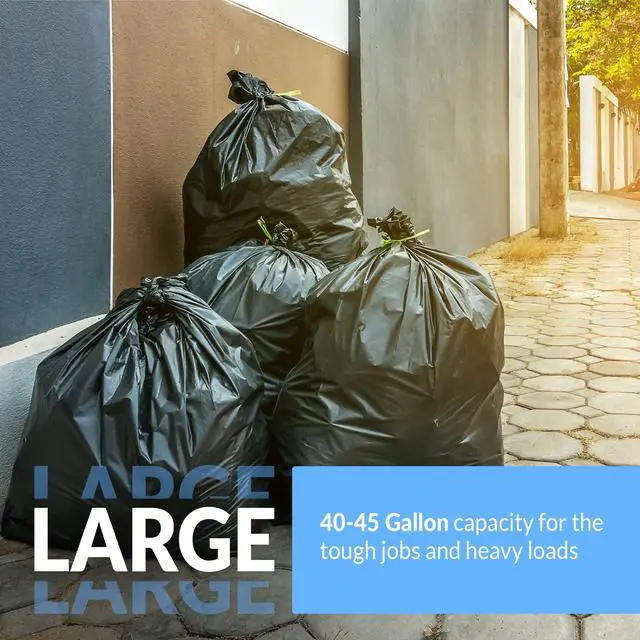 Alt view image 5 of 7 - 40 to 45 Trash Bags Heavy Duty | 50 Trash Bags | Super Sizeable for Serious Garbage Cleanup (Black)