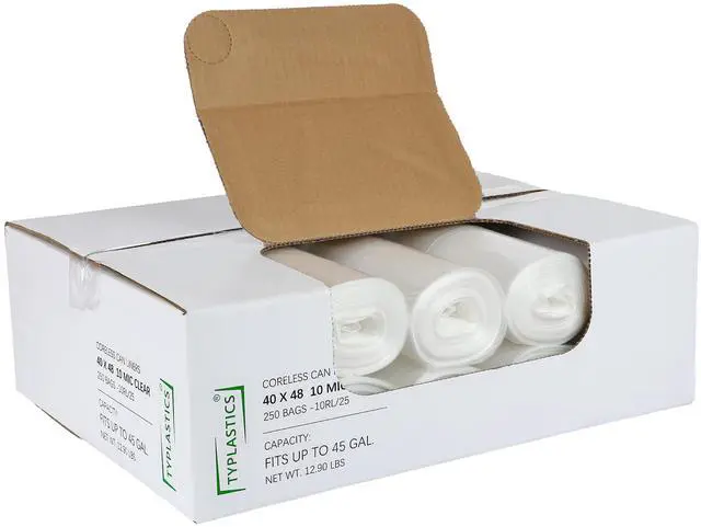 Main image of 40-45 Gallon Clear Trash Can Liners - 40" x 48" High Density Garbage Bags - Case of 250 Multipurpose for Office, Outdoor, Recycling, Industrial and Commercial