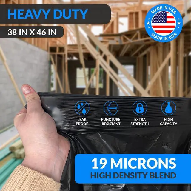Alt view image 4 of 7 - 45 Gallon Trash Bags Heavy Duty (25 Count) | Black | Twist Ties Included | Extra Tough, Leak-Proof Garbage Bags | Ideal for Large Clean Ups