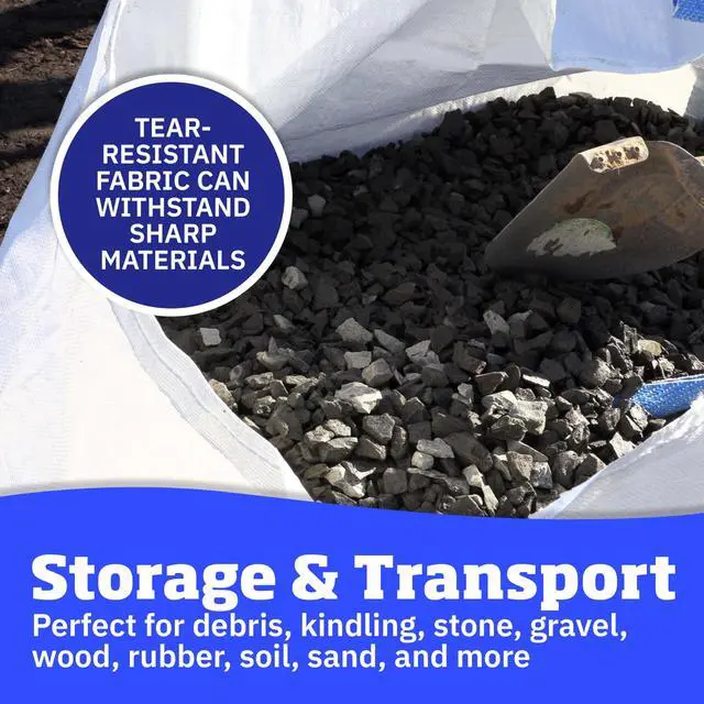 Alt view image 4 of 7 - Heavy Duty Builder's Bulk Bags 200-Gallon White Woven Polypropylene Contractor Trash Bags for Demo and Construction, Holds up to 2200 lbs, Open Top
