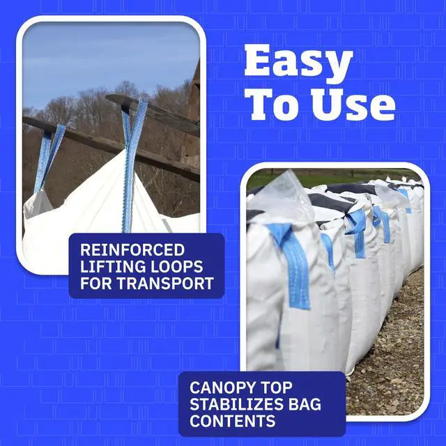 Alt view image 5 of 7 - Heavy Duty Builder's Bulk Bags 200-Gallon White Woven Polypropylene Contractor Trash Bags for Demo and Construction, Holds up to 2200 lbs, Open Top