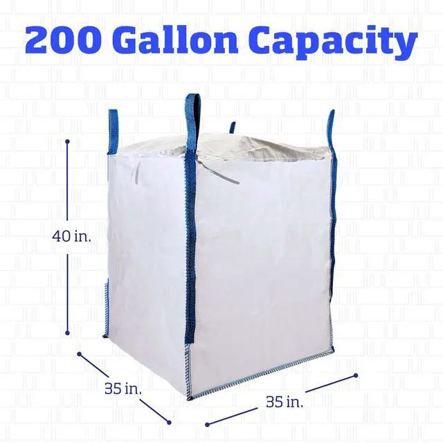Alt view image 7 of 7 - Heavy Duty Builder's Bulk Bags 200-Gallon White Woven Polypropylene Contractor Trash Bags for Demo and Construction, Holds up to 2200 lbs, Open Top