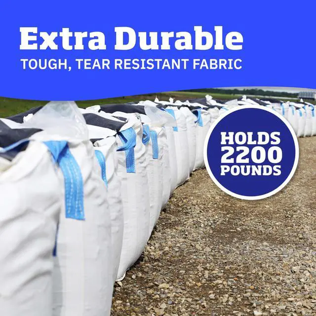 Alt view image 2 of 7 - Heavy Duty Builder's Bulk Bags 200-Gallon White Woven Polypropylene Contractor Trash Bags for Demo and Construction, Holds up to 2200 lbs, Open Top
