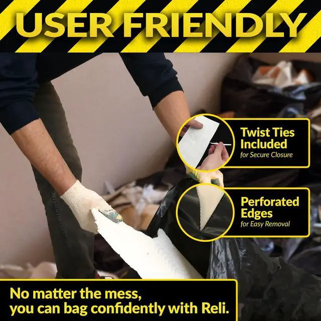 Alt view image 4 of 7 - Contractor Garbage Bags 55 Gallon | 20 Trash Bags | Heavy Duty | Black Contractor