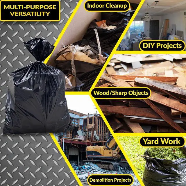 Alt view image 5 of 7 - Contractor Garbage Bags 55 Gallon | 20 Trash Bags | Heavy Duty | Black Contractor