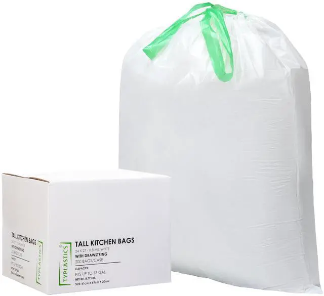 Main image of Tall Kitchen Drawstring Trash Bags 13 Gallon (200 Count)
