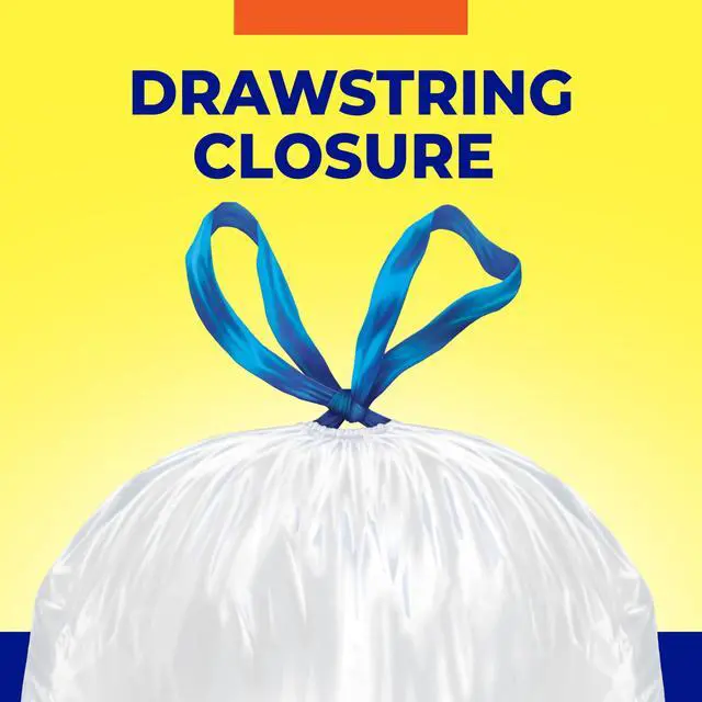 Alt view image 3 of 6 - Essentials Drawstring 13 Gallon Kitchen Trash Bags, 120 Count, Tall Unscented Trash Bags for Kitchens, Home Offices, or Laundry Rooms, Easy to Tie, Lift, and Carry, White